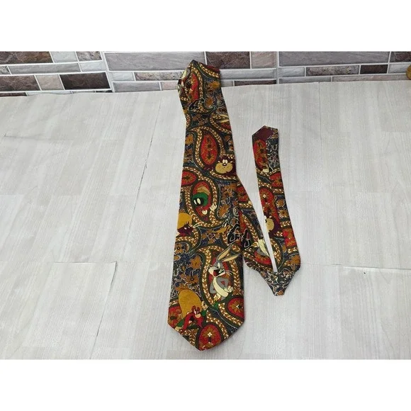 1993 Looney Tunes Tie Bugs Bunny Tasmanian Devil Marvin Martian  Yosemite Sam - Picture 5 of 16